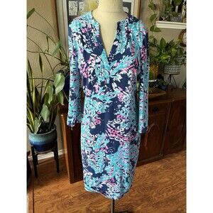 Lilly Pulitzer Delora dress in High Tide Navy Coral Club Size Med Beach Colorful